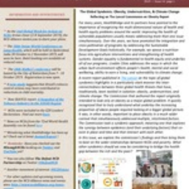 <p>Issue 16 - NCD and Poverty Research Network Newsletter:&nbsp; The Global Syndemic: Obesity, Undernutrition, & Climate Change</p>
