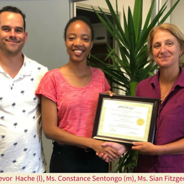 <p>Ms. Constance Sentongo receives the 2018 Tim Stone Memorial Award</p>
