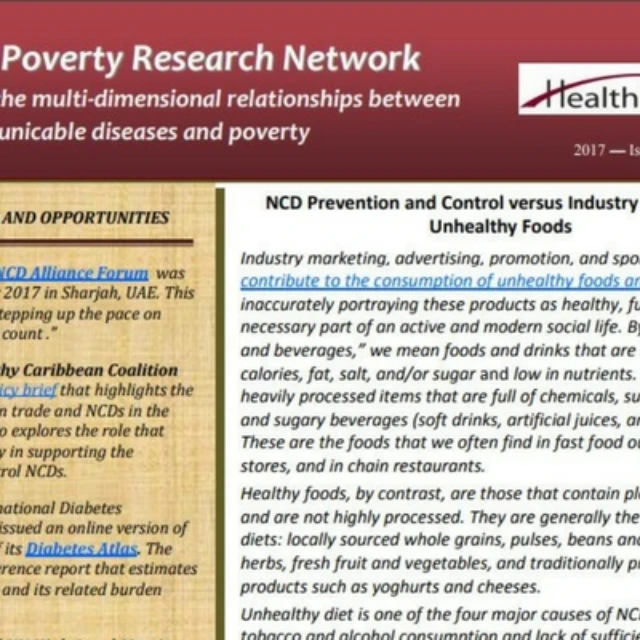 <p>Issue 12: NCD and Poverty Research Network shines light on unhealthy food advertising</p>
