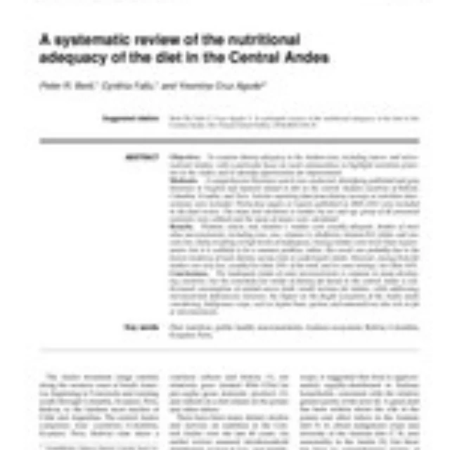 <p>Paper published on diet in the Andes</p>
