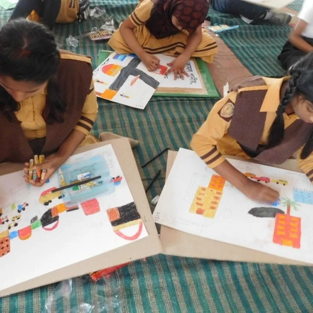 <p>Students portray obstacles on their school routes</p>
