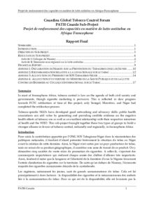 Projet de renforcement des capacités en matière de lutte antitabac en Afrique Francophone - Revised