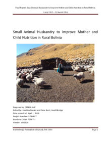 Small Animal Husbandry to Improve Mother and Child Nutrition in Rural Bolivia: Final Report