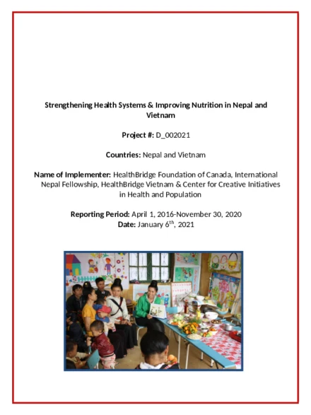 Strengthening health systems and improving nutrition in Nepal and Vietnam