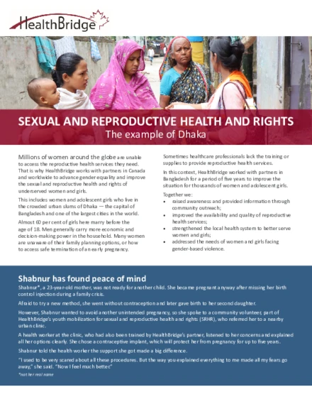 Sexual and Reproductive Health and Rights: The example of Dhaka
