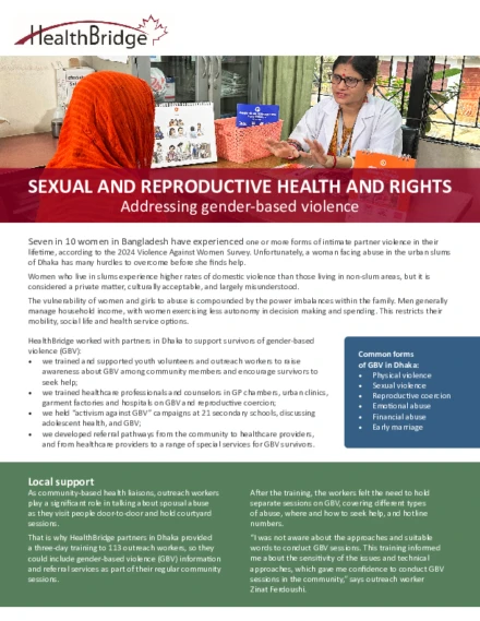 Sexual and Reproductive Health and Rights: Addressing gender-based violence