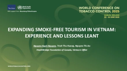 Expanding Smoke-free Tourism in Vietnam: Experience and Lessons Leant