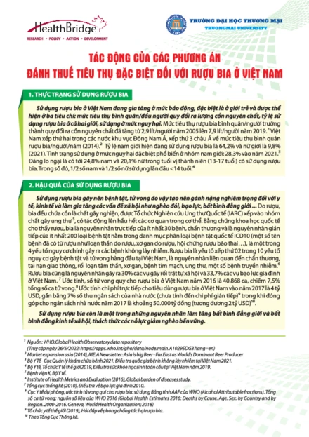Impacts of Different Excise Tax Options on Alcoholic Beverages in Vietnam