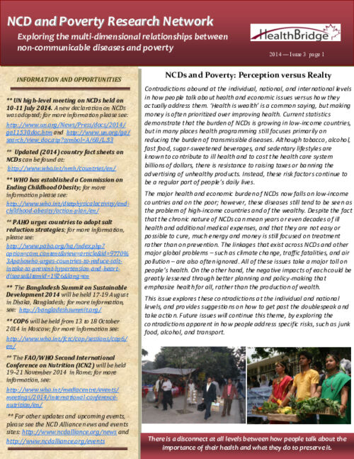 Issue 3 - NCD and Poverty Research Network Newsletter: Perception versus Reality