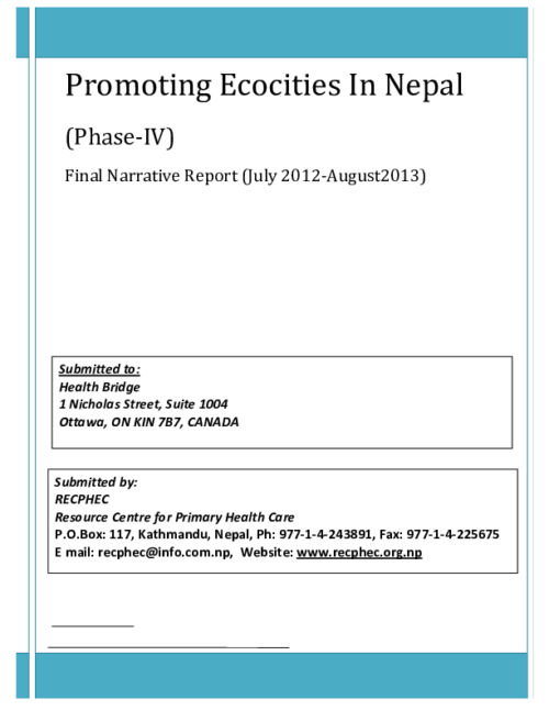 Promoting Ecocities in Nepal (Phase-IV) Final Narrative Report