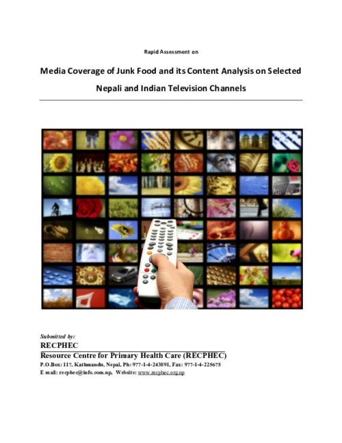 Media Coverage of Junk Food and its Content Analysis on Selected Nepali and Indian Television Stations