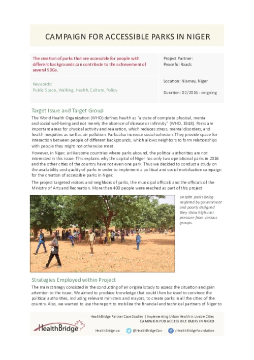 Niger's Campaign for Accessible Parks