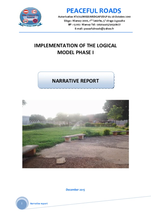 Niger Livable Cities Final Narrative Report 2015