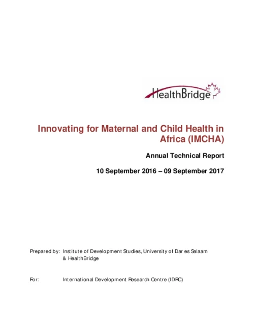 IMCHA Annual Technical Report, 2016 – 2017