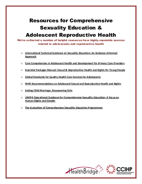 Webinar on Adolescent Reproductive Health Education in Son La, Vietnam: Resources