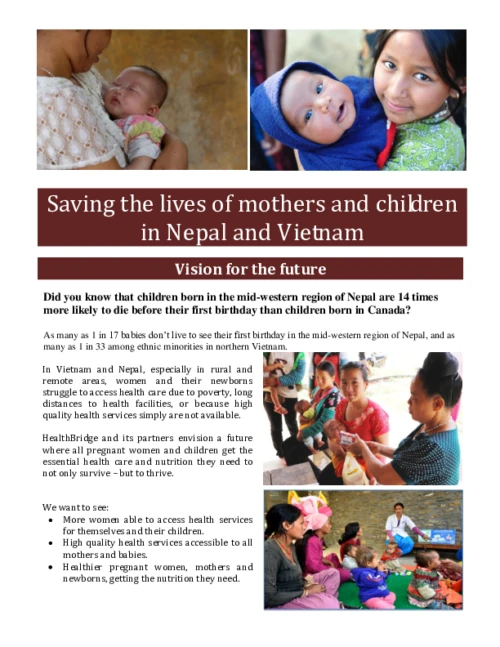 Saving the lives of mothers and children in Nepal and Vietnam