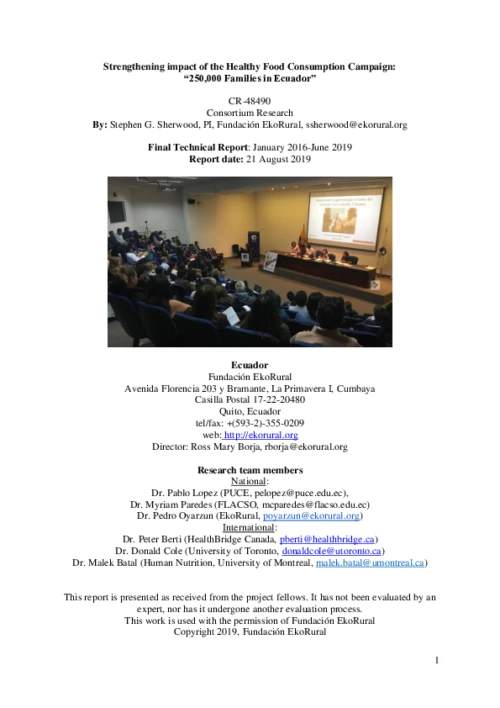 Strengthening Impact of Health Food Consumption Campaign