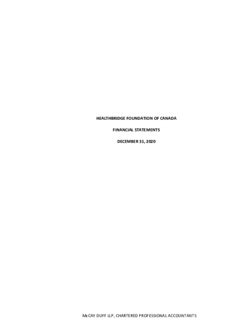 HealthBridge audited financial statement 2020
