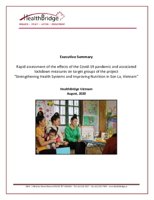 Rapid assessment of the effects of the COVID-19 pandemic and associated lockdown measures on target groups of the project  "Strengthening Health Systems and Improving Nutrition in Son La, Vietnam”