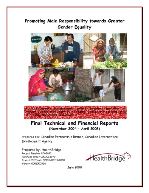 Promoting Male Responsibility towards Greater Gender Equality Final Report