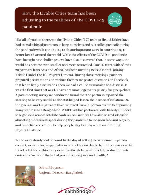 Blog Post: How the Livable Cities team has been adjusting to the realities of  the COVID-19 pandemic