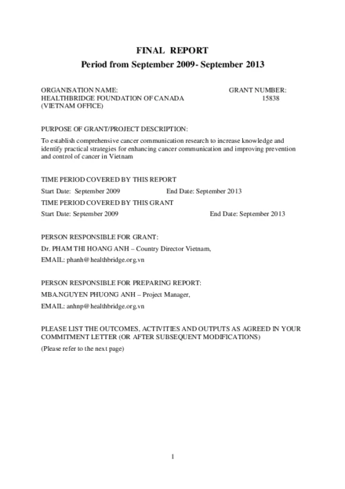 Promoting evidence-based communication for improving cancer control in Vietnam