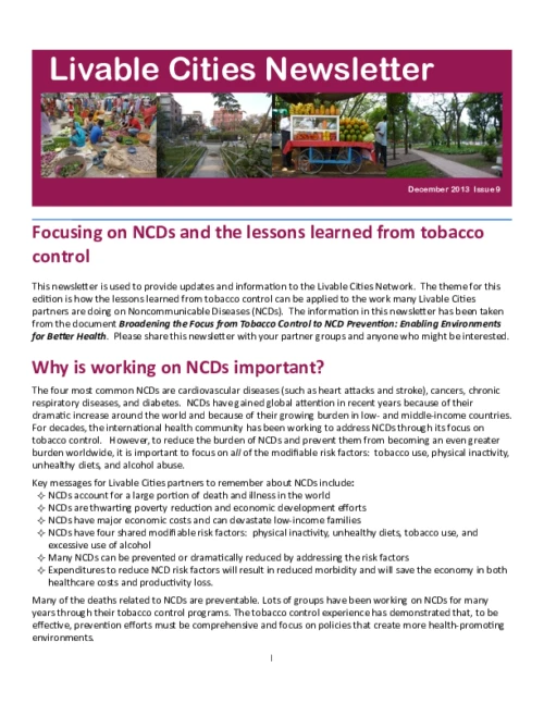 Livable Cities Newsletter - Issue 9 - December 2013