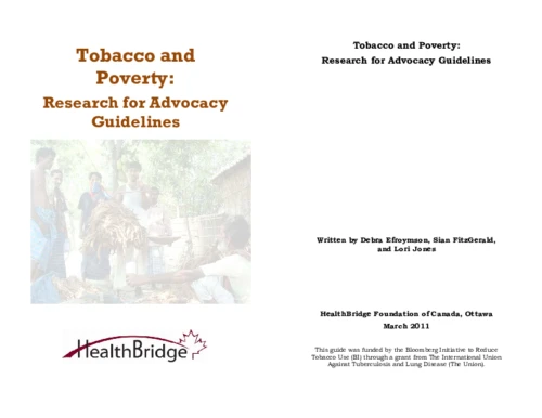 Tobacco and poverty: Research for advocacy guidelines