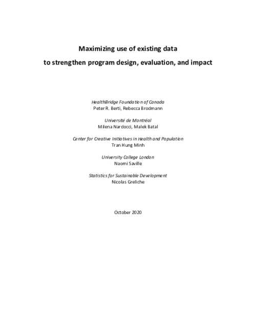 Booklet: Maximizing use of existing data to strengthen program design, evaluation and impact