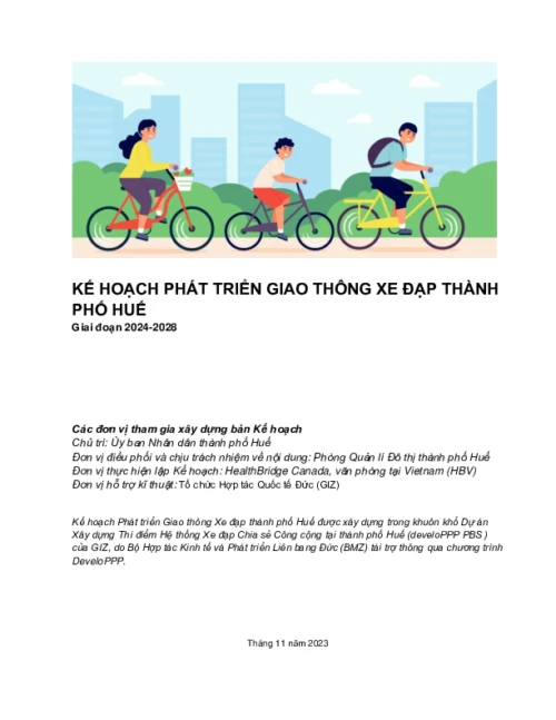 KẾ HOẠCH PHÁT TRIỂN GIAO THÔNG XE ĐẠP THÀNH PHỐ HUẾ Giai đoạn 2024-2028