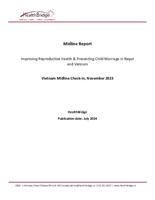Improving Reproductive Health & Preventing Child Marriage in Nepal and Vietnam: Vietnam Midline Check-in