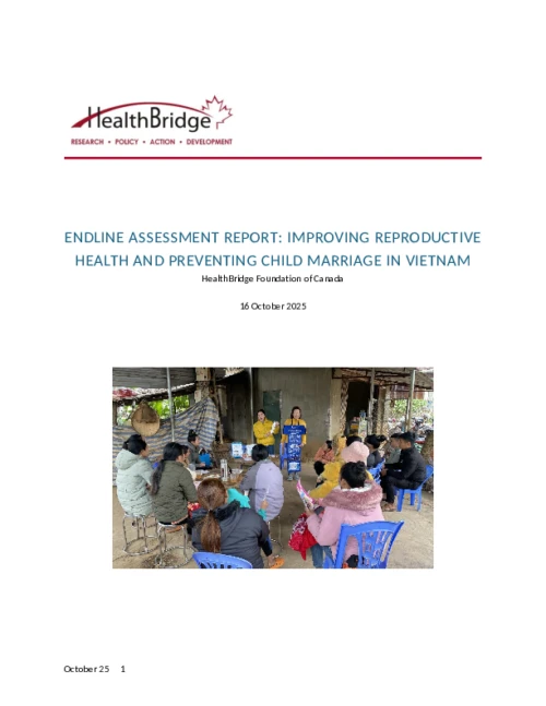 Endline Assessment Report: Improving Reproductive Health and Preventing Child Marriage in Vietnam