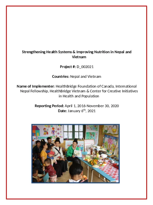 Strengthening health systems and improving nutrition in Nepal and Vietnam