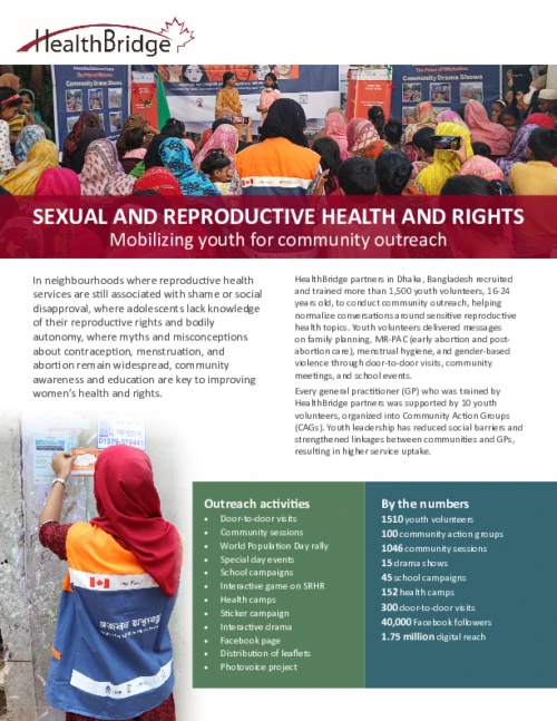 Sexual and Reproductive Health and Rights: Mobilizing youth for community outreach